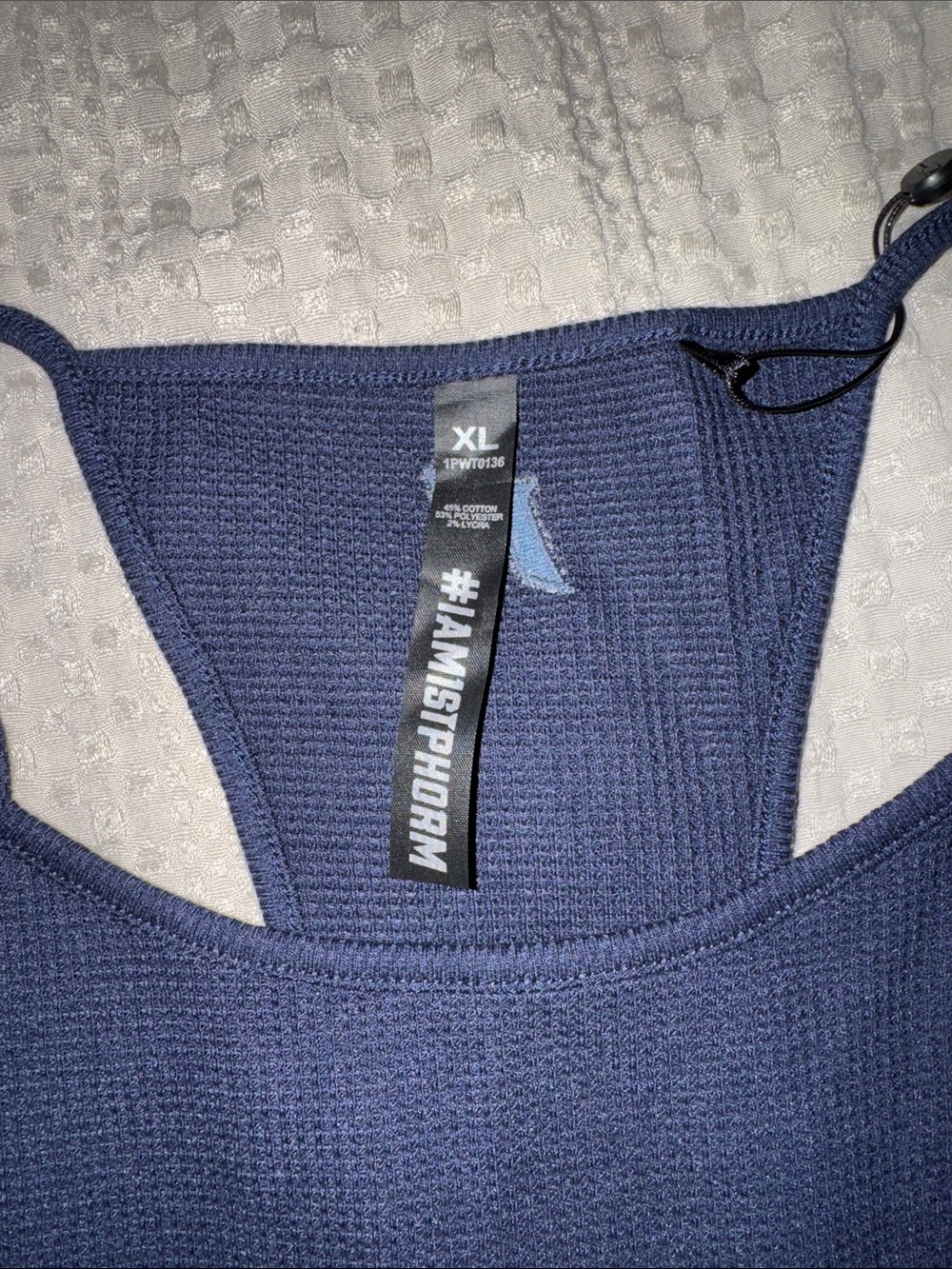 Navy Ribbed Halter Tank Top - Picture 2 of 5